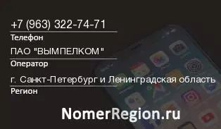 Кто звонил с 9633227471 - регион и оператор